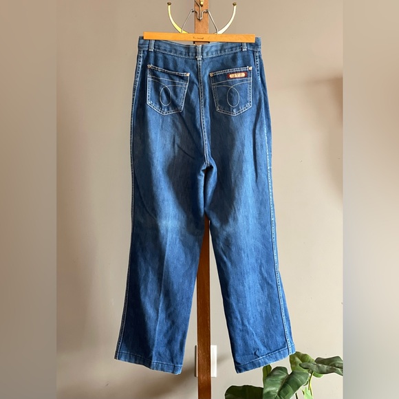 1970’s JTF Super High-Waisted, Wide Leg Blue Denim Jeans - Woman’s Size 29 - Picture 3 of 9
